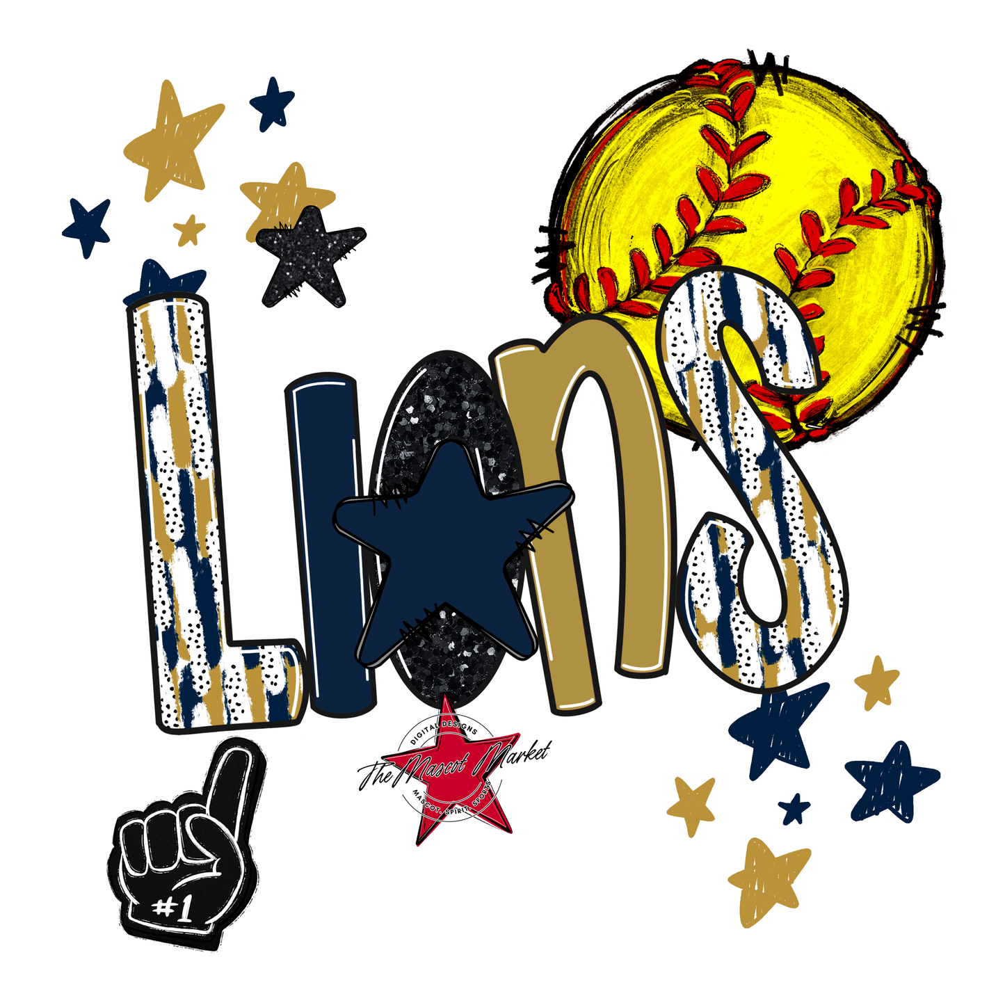 Lions Softball Scrape-Navy-Gold