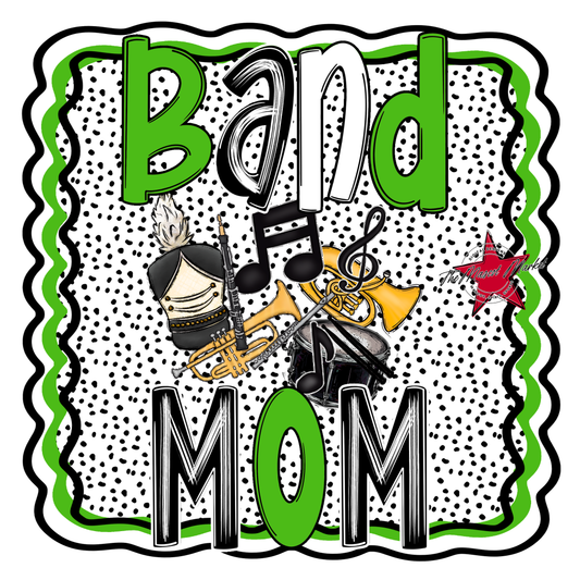 Band Mom Dot Design-Bright Green