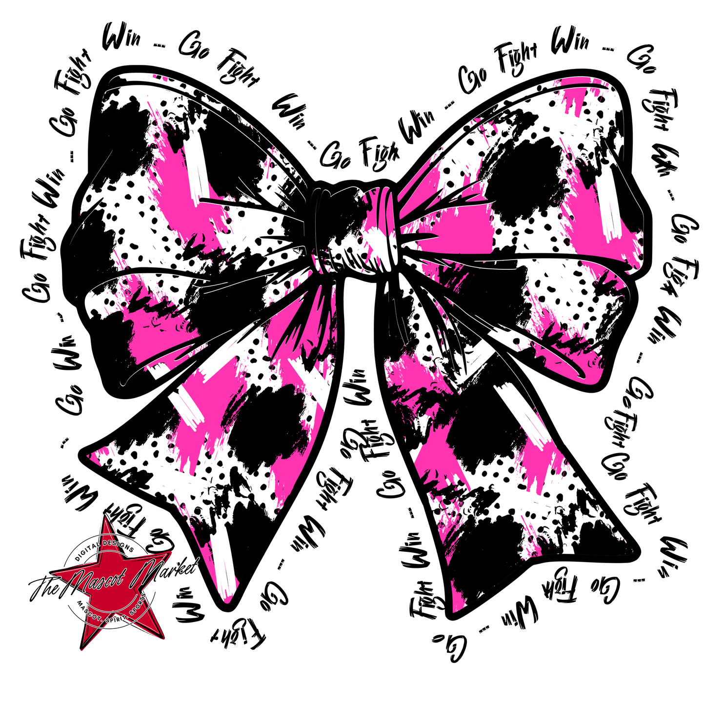 Go, Fight, Win, Splatter Bow Design-Pink