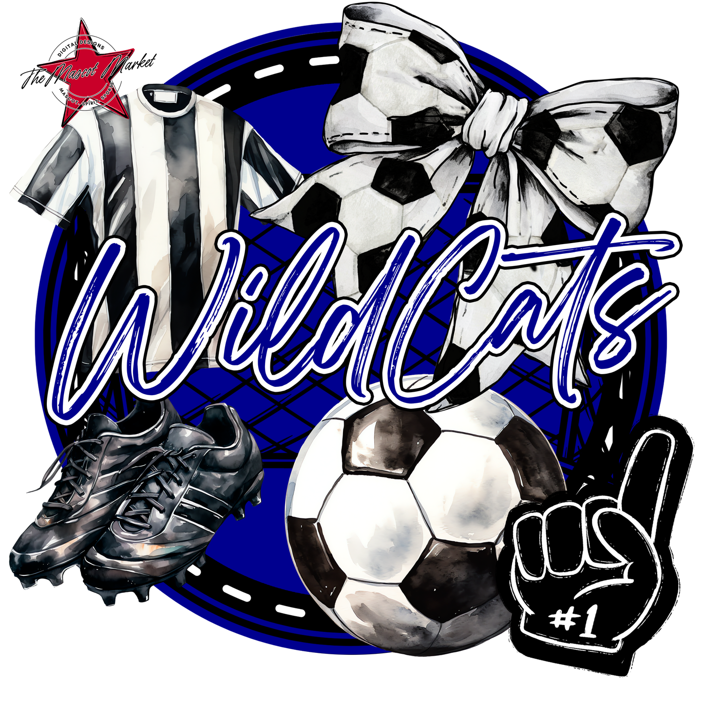 Wildcats Circle Soccer Design-Blue