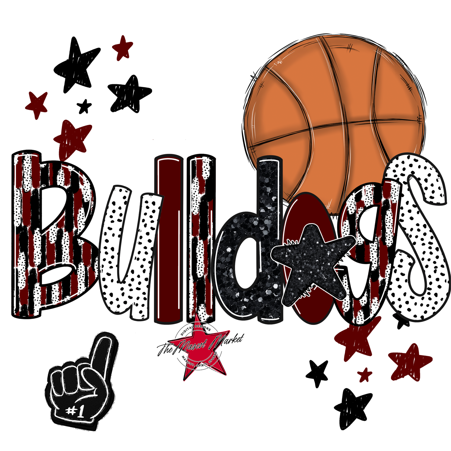 Bulldogs Basketball Scrape-Maroon