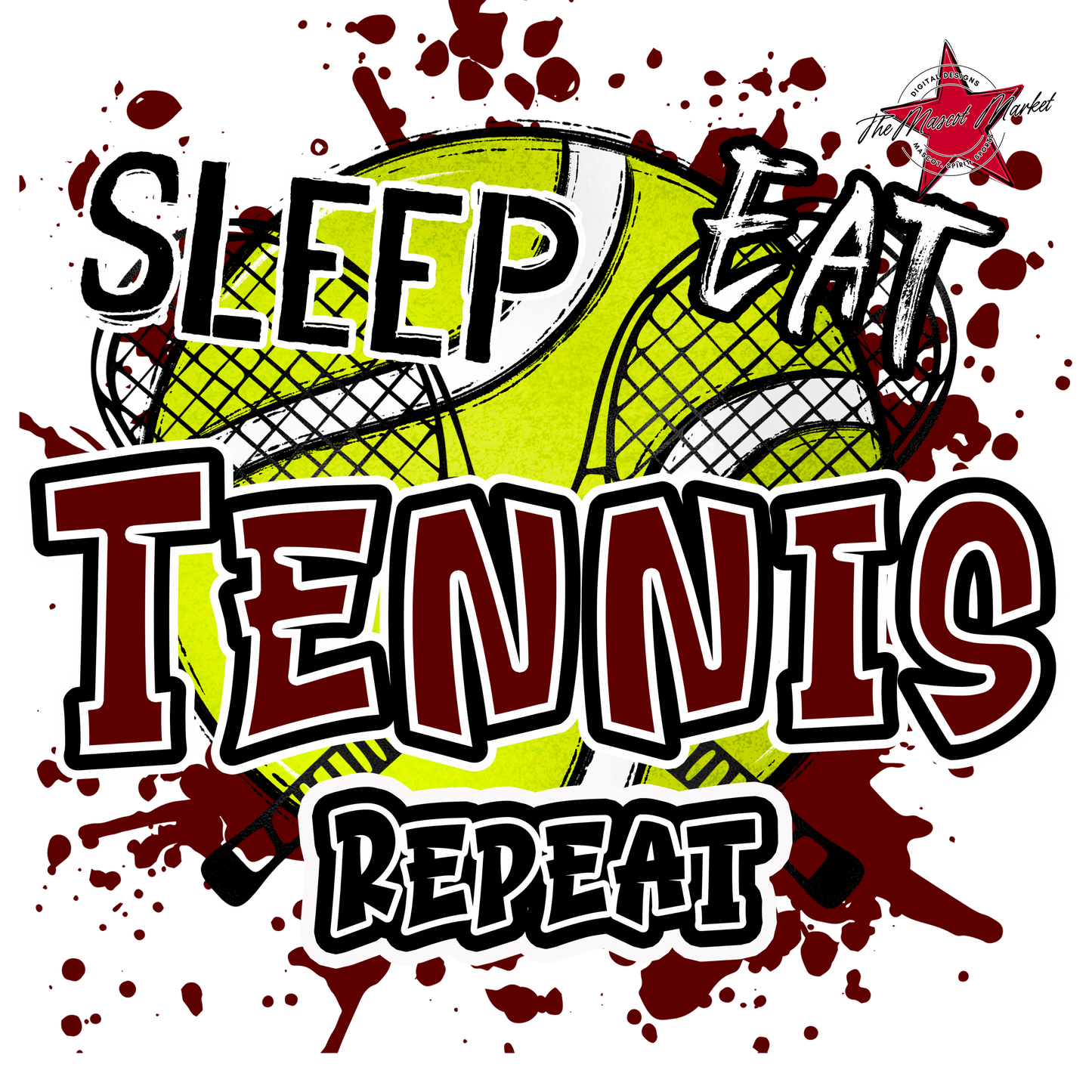 Eat Sleep Tennis Repeat-Maroon