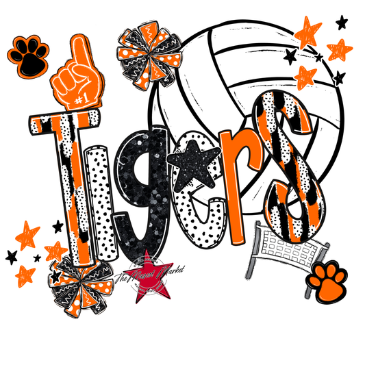Tigers Volleyball Scrape-Orange