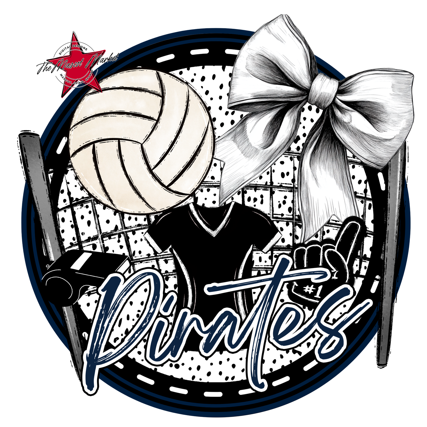 Pirates Circle Volleyball Design-Navy