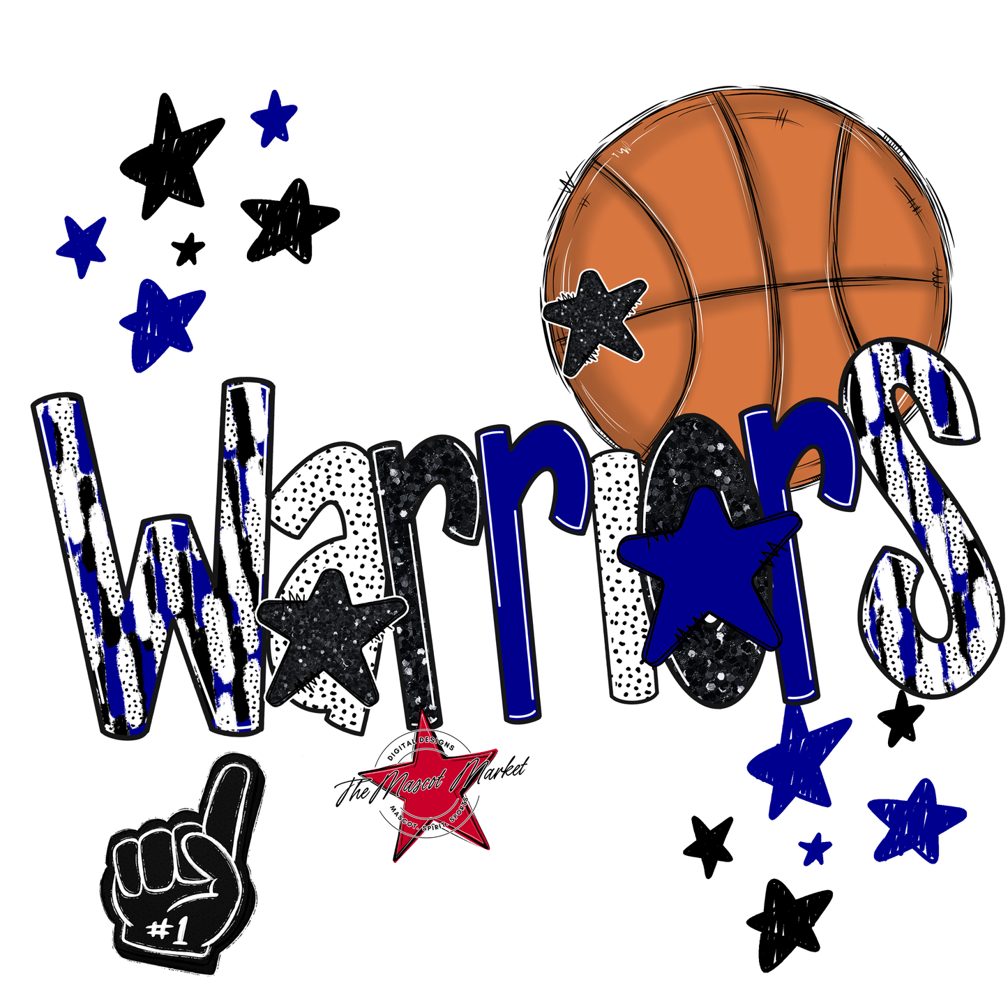 Warriors Basketball Scrape-Blue