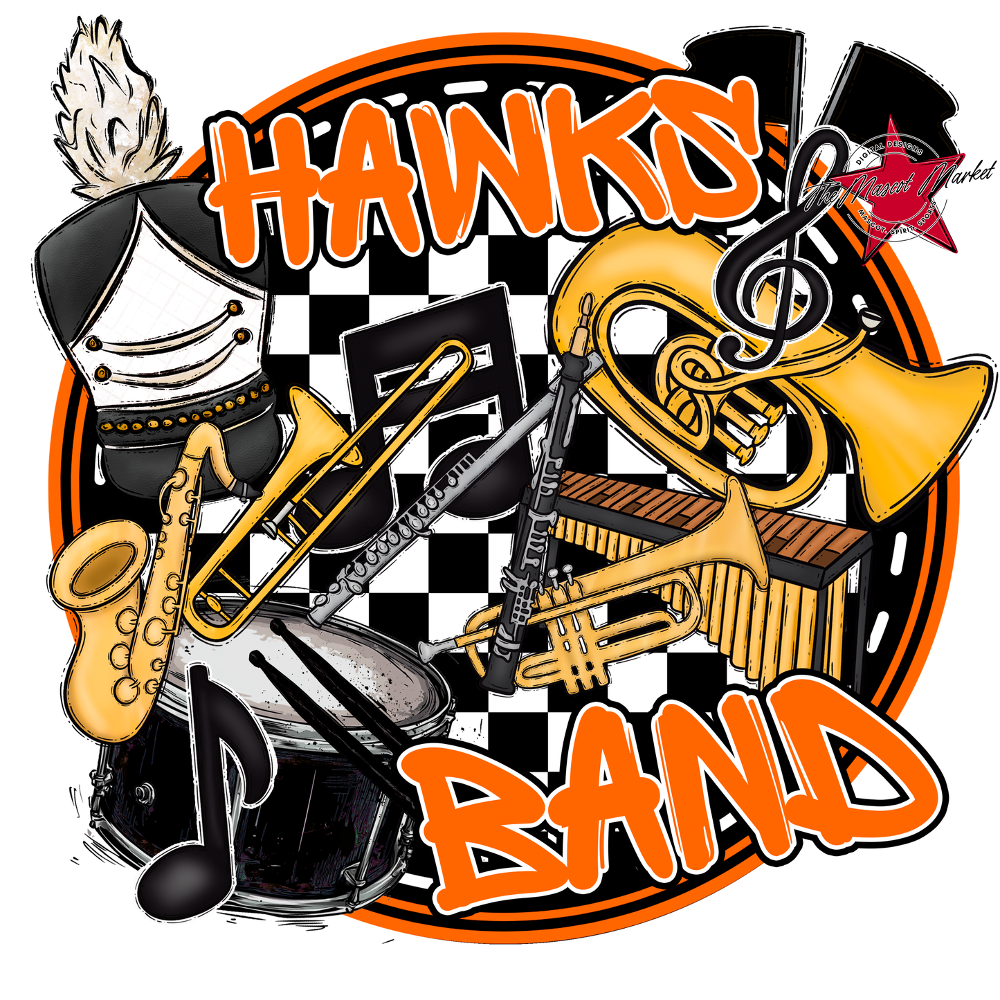 Hawks Circle Band Design-Orange