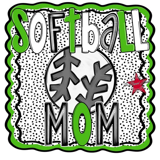 Softball Mom Dot Design-Bright Green