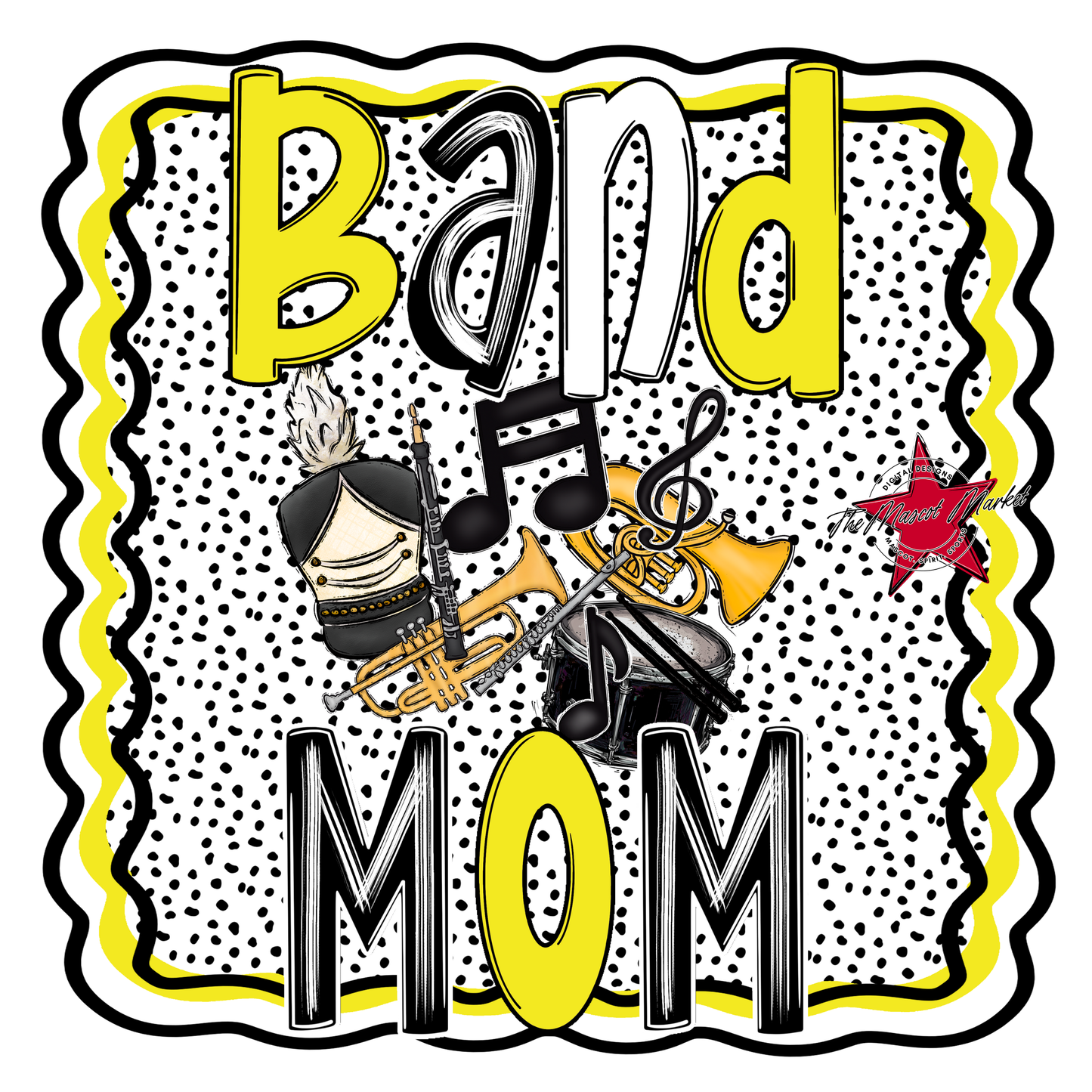Band Mom Dot Design-Bright Yellow