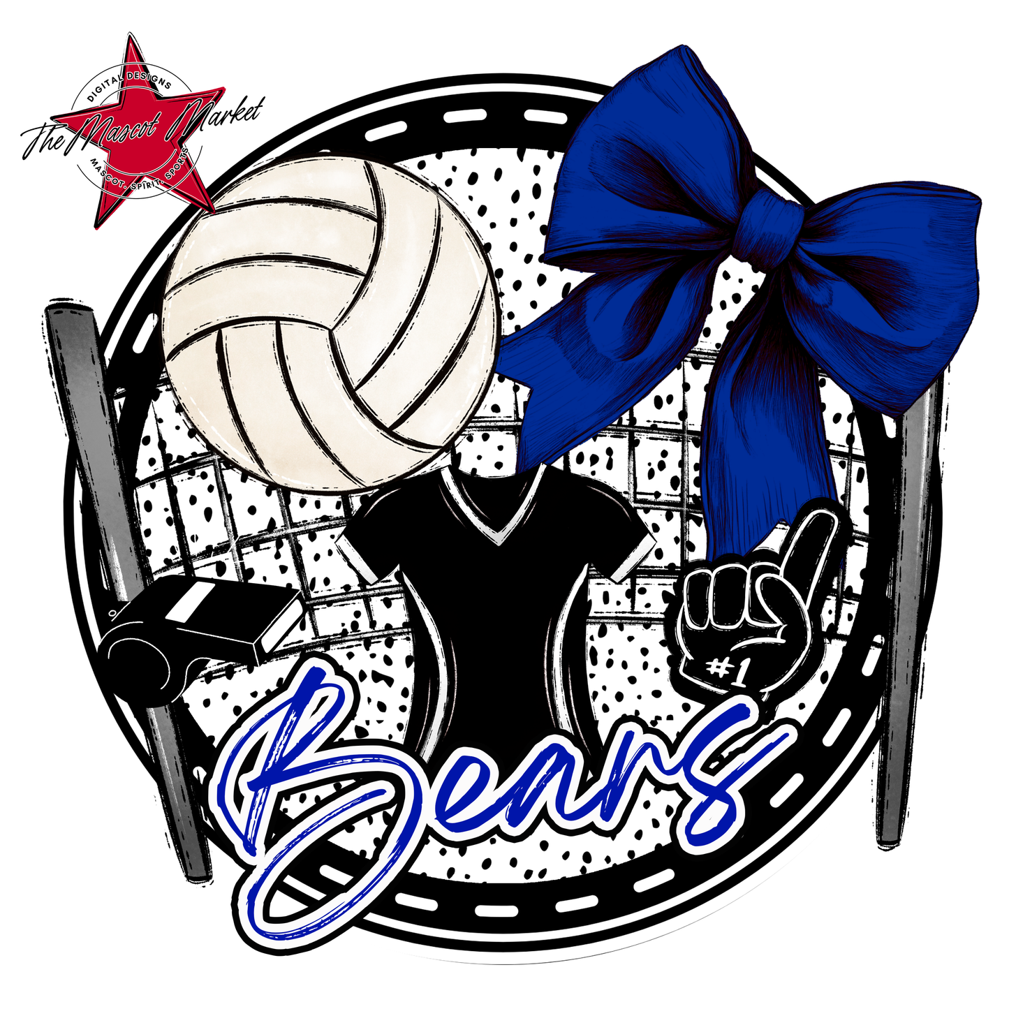 Bears Circle Volleyball Design-Blue