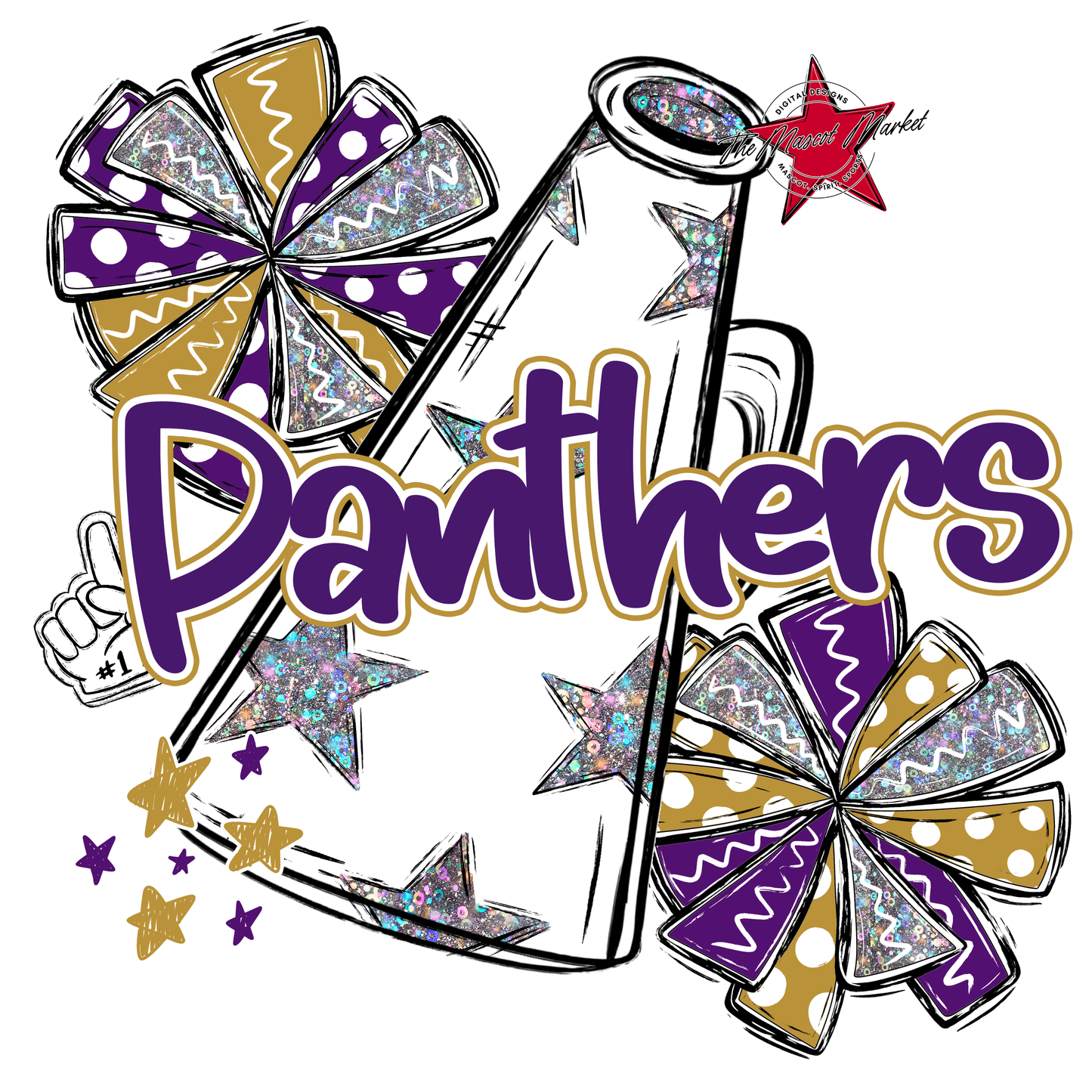 Panthers Alpha Megaphone Design-Purple-Gold