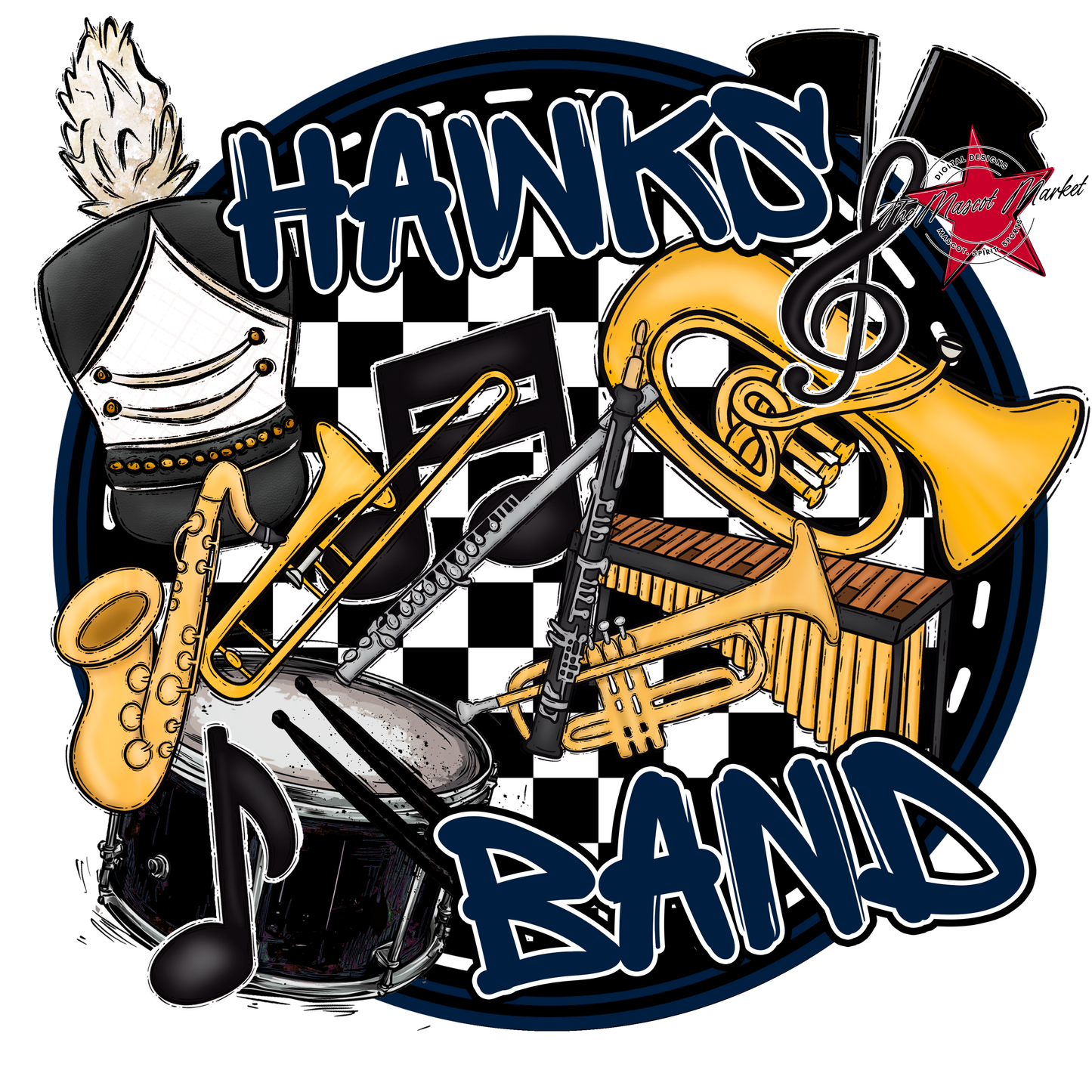 Hawks Circle Band Design-Navy
