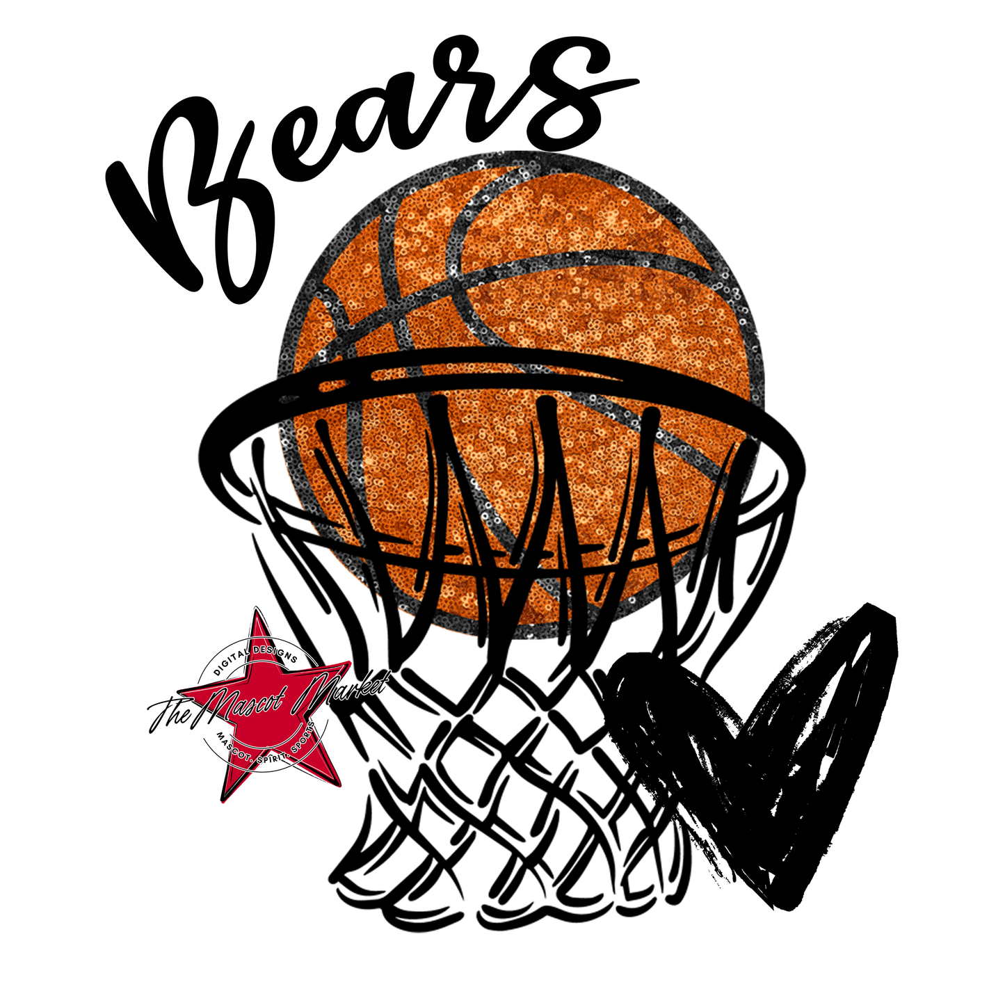 Bears Basketball Sequins w Net-Black