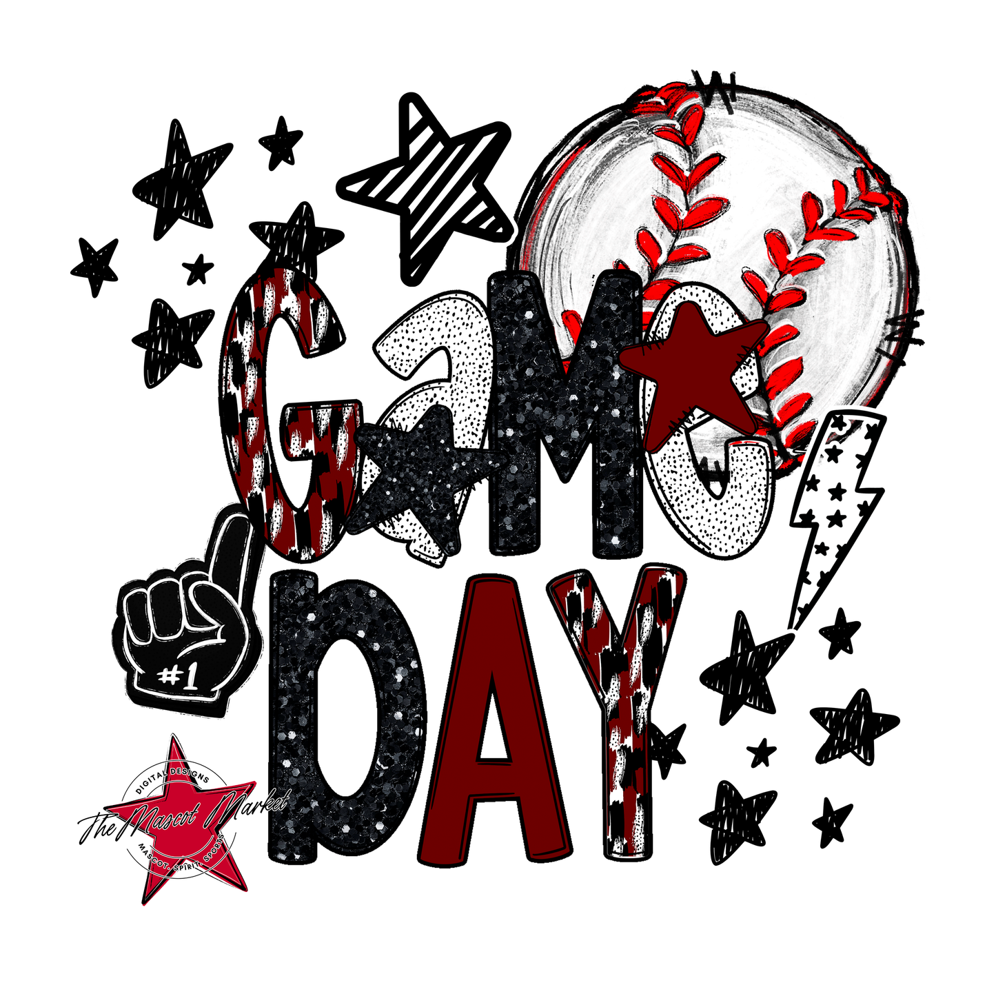 Baseball Game Day Scrape-Maroon
