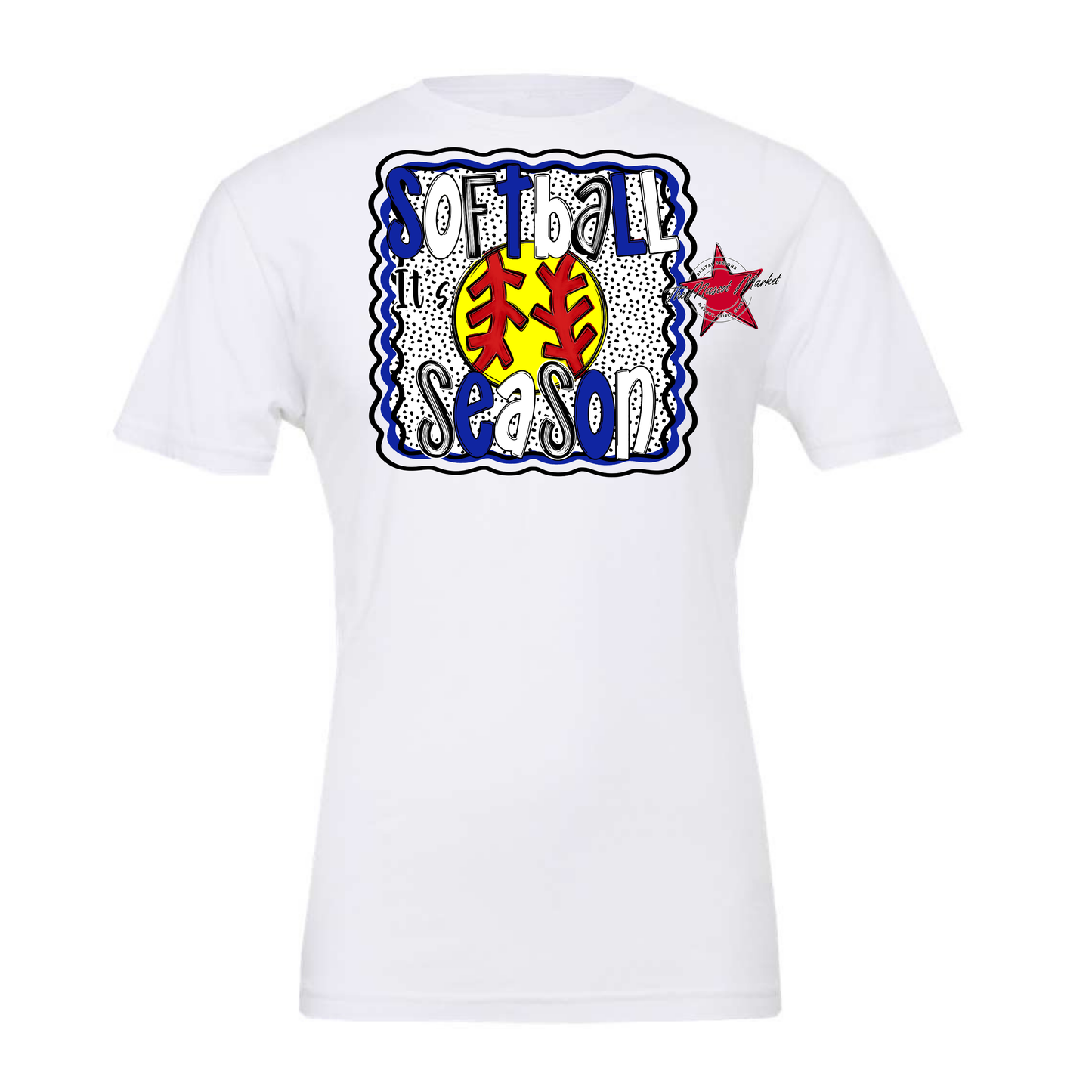 It's Softball Season Dot Design-Royal Blue