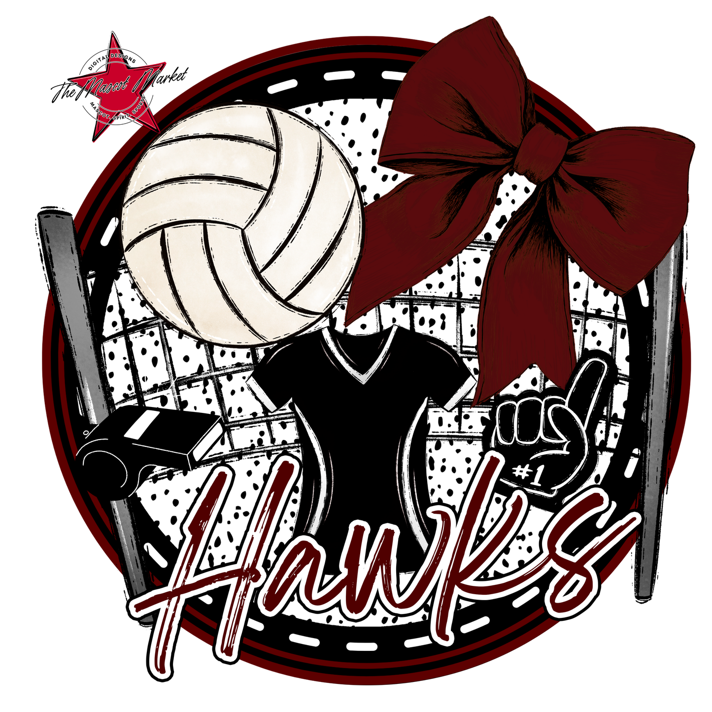 Hawks Circle Volleyball Design-Maroon