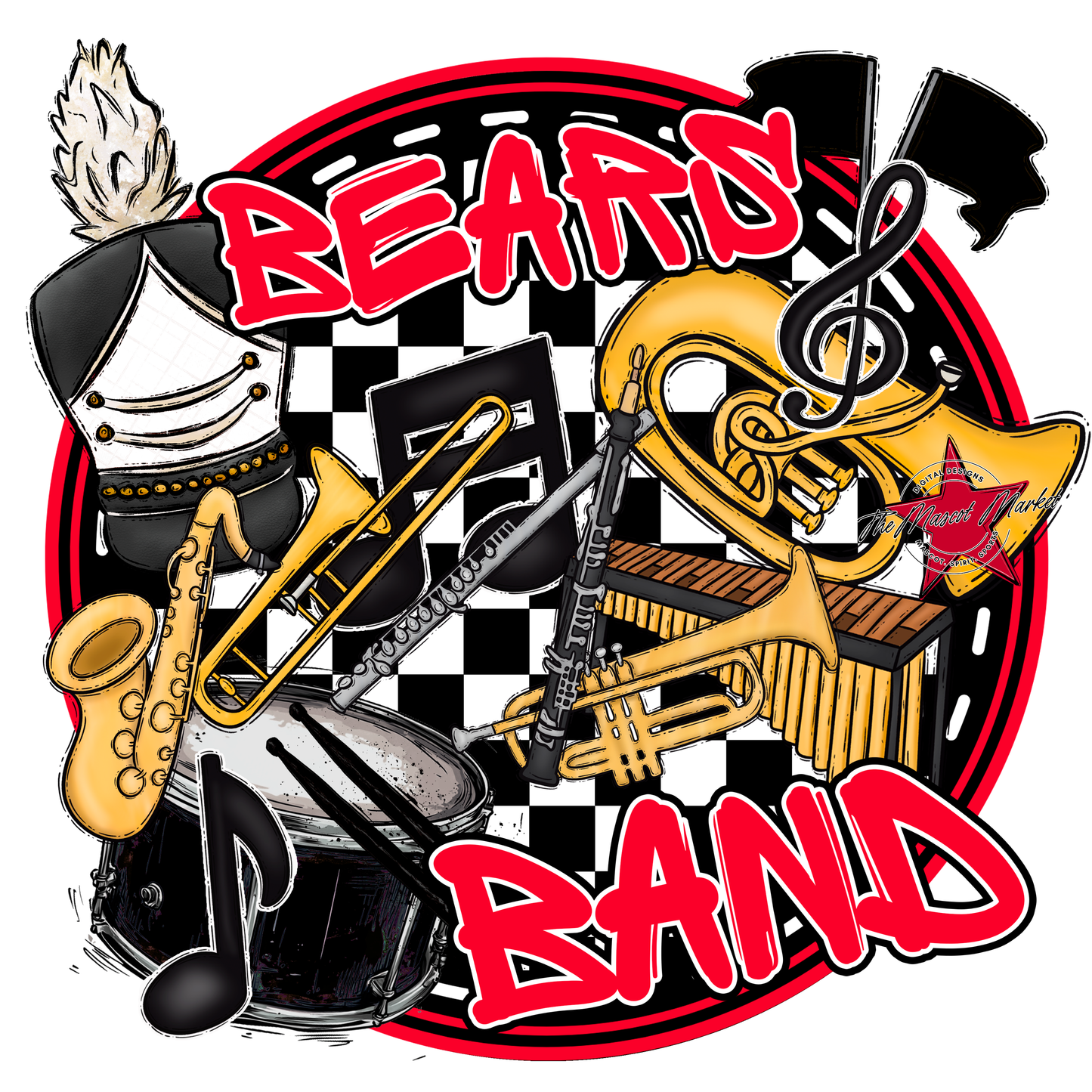 Bears Circle Band Design-Red