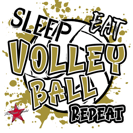 Eat Sleep Volleyball Repeat Design-Gold
