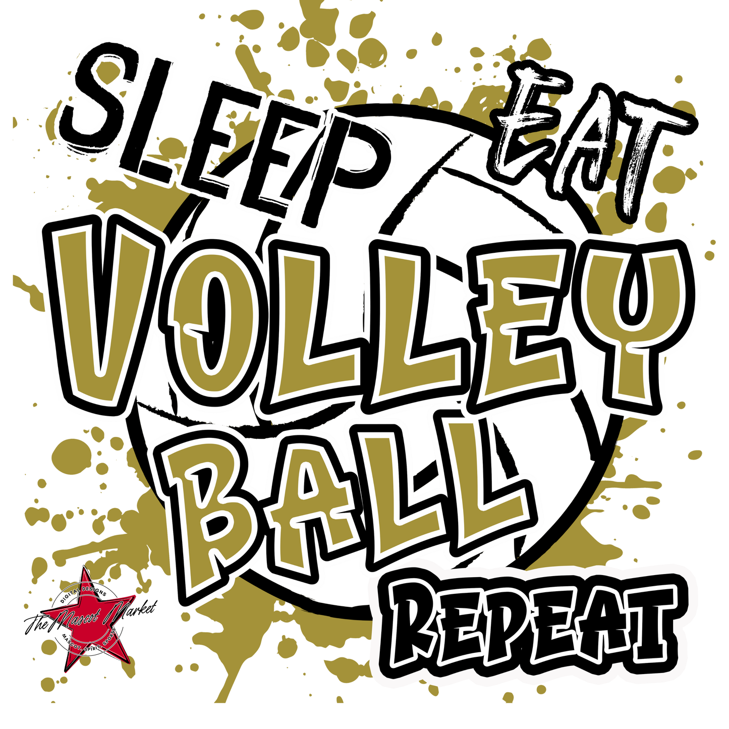 Eat Sleep Volleyball Repeat Design-Gold