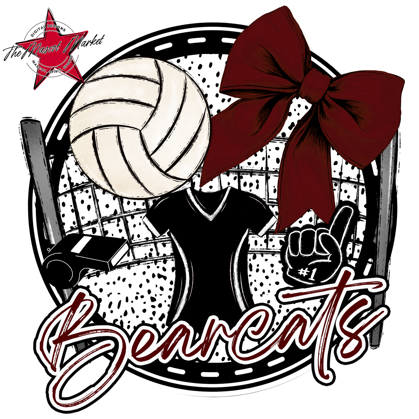 Bearcats Circle Volleyball Design-Maroon