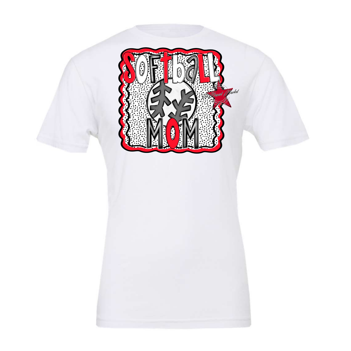 Softball Mom Dot Design-Bright Red