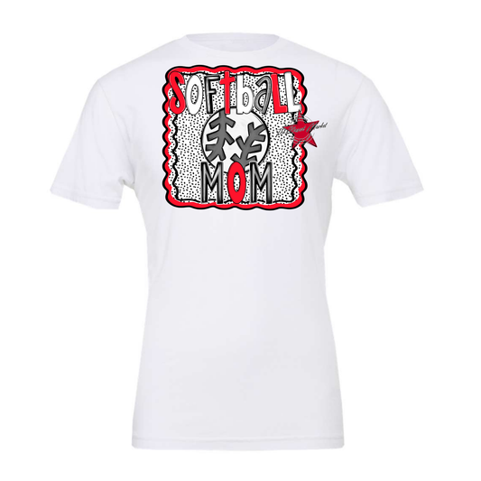 Softball Mom Dot Design-Bright Red