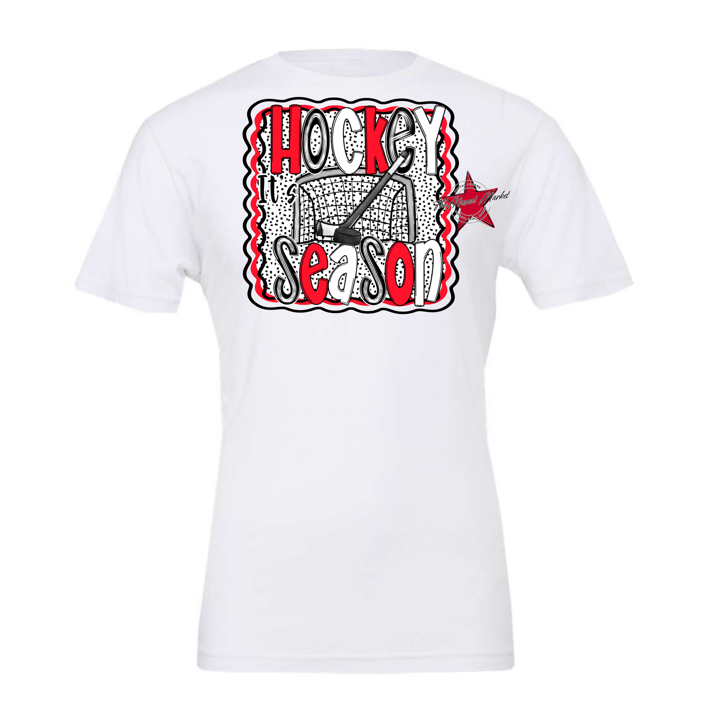 It's Hockey Season Dot Design-Bright Red