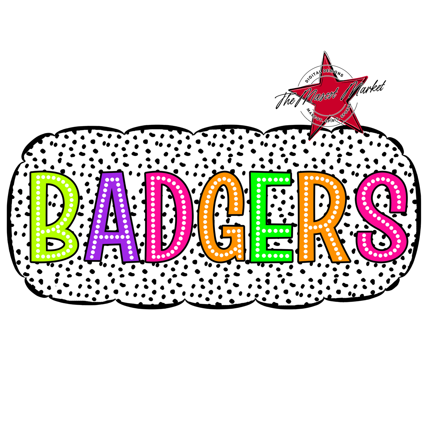 Badgers Dot Marquee Design-neon