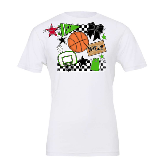 Basketball Checkers Spirit Design-Bright Green