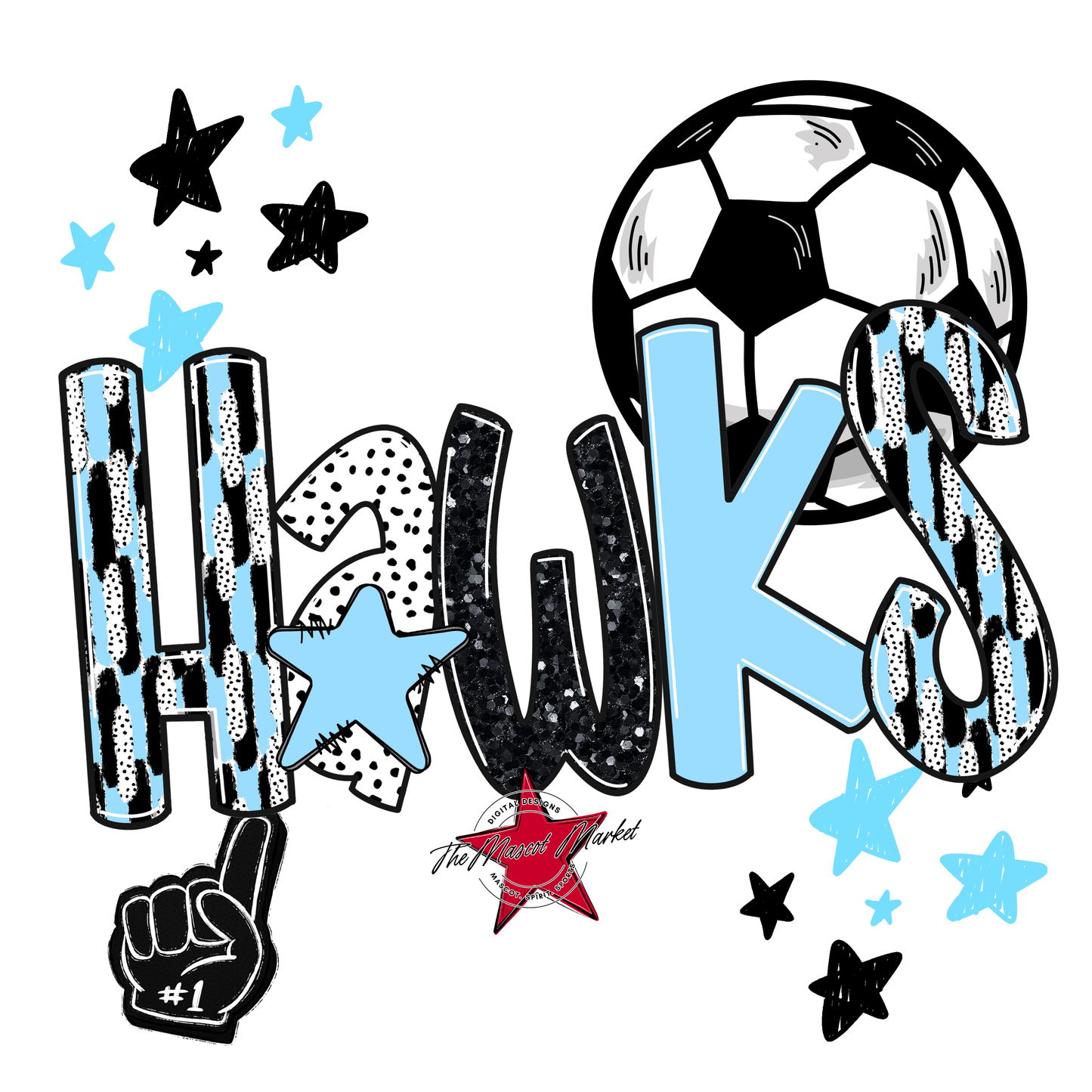 Hawks Soccer Scrape-Columbia Blue