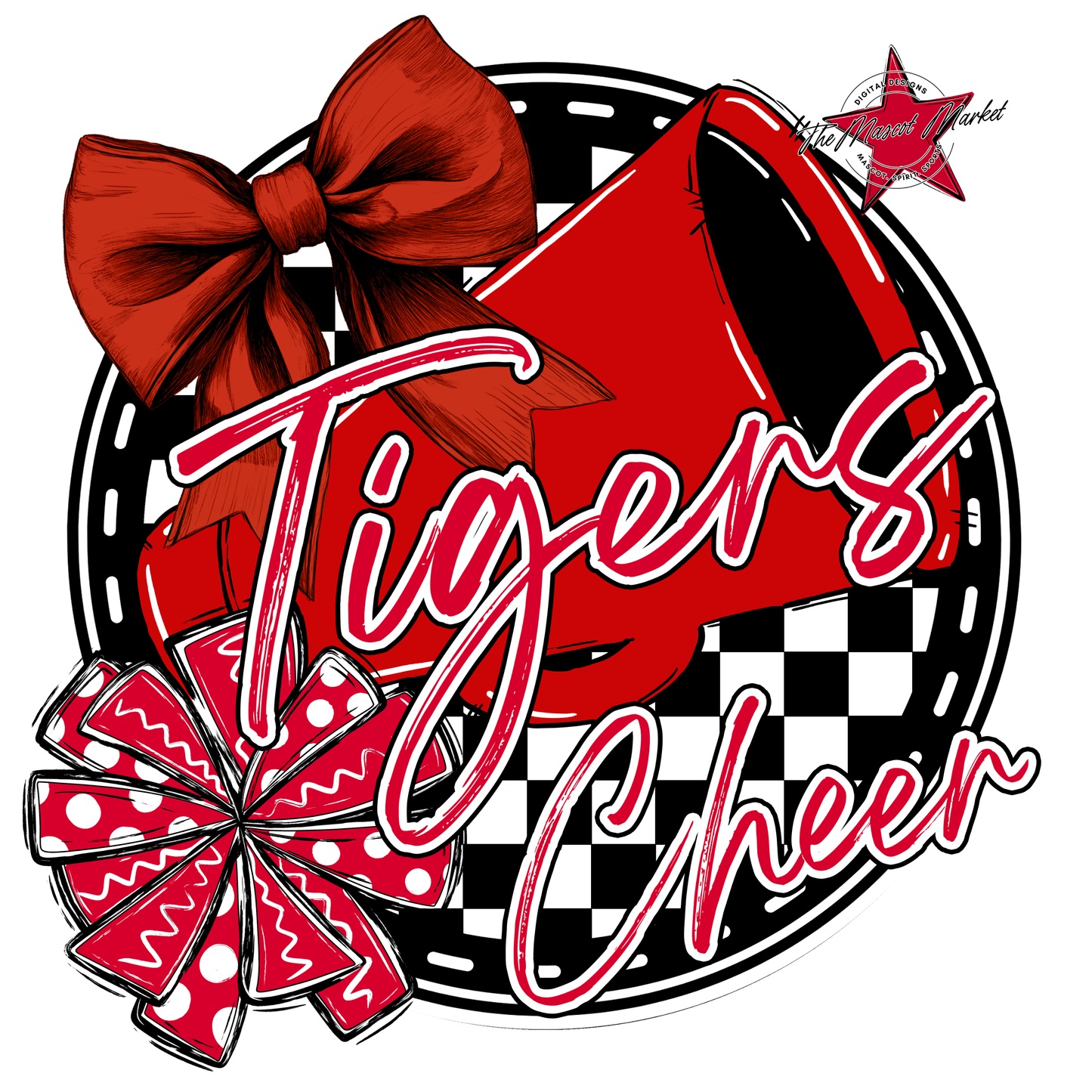 Tigers Circle Cheer Design-Red
