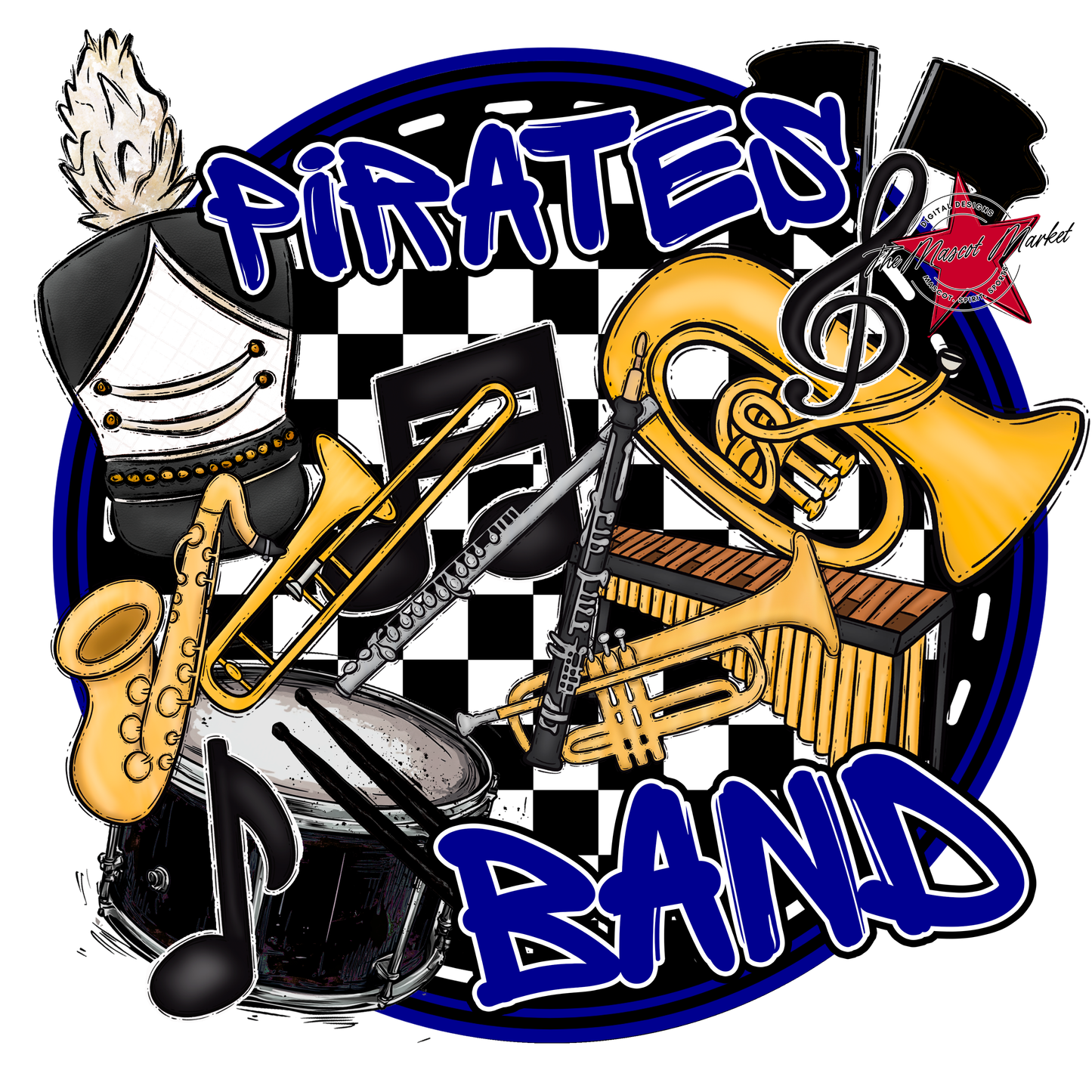 Pirates Circle Band Design-Blue