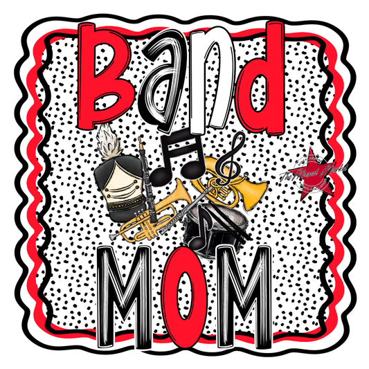 Band Mom Dot Design-Bright Red
