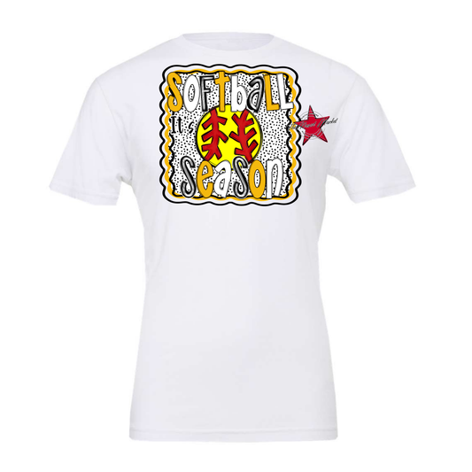 It's Softball Season Dot Design-Yellow