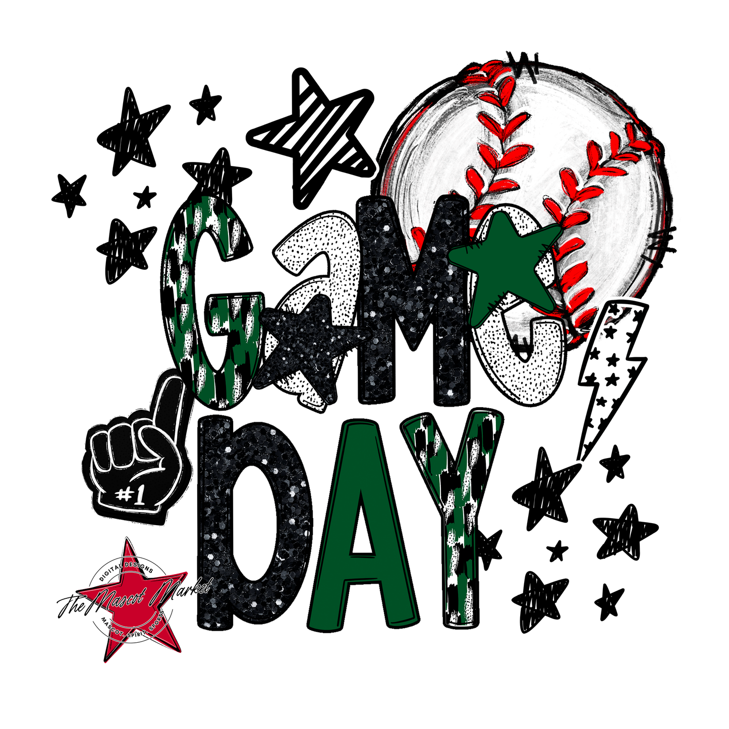 Baseball Game Day Scrape-Green