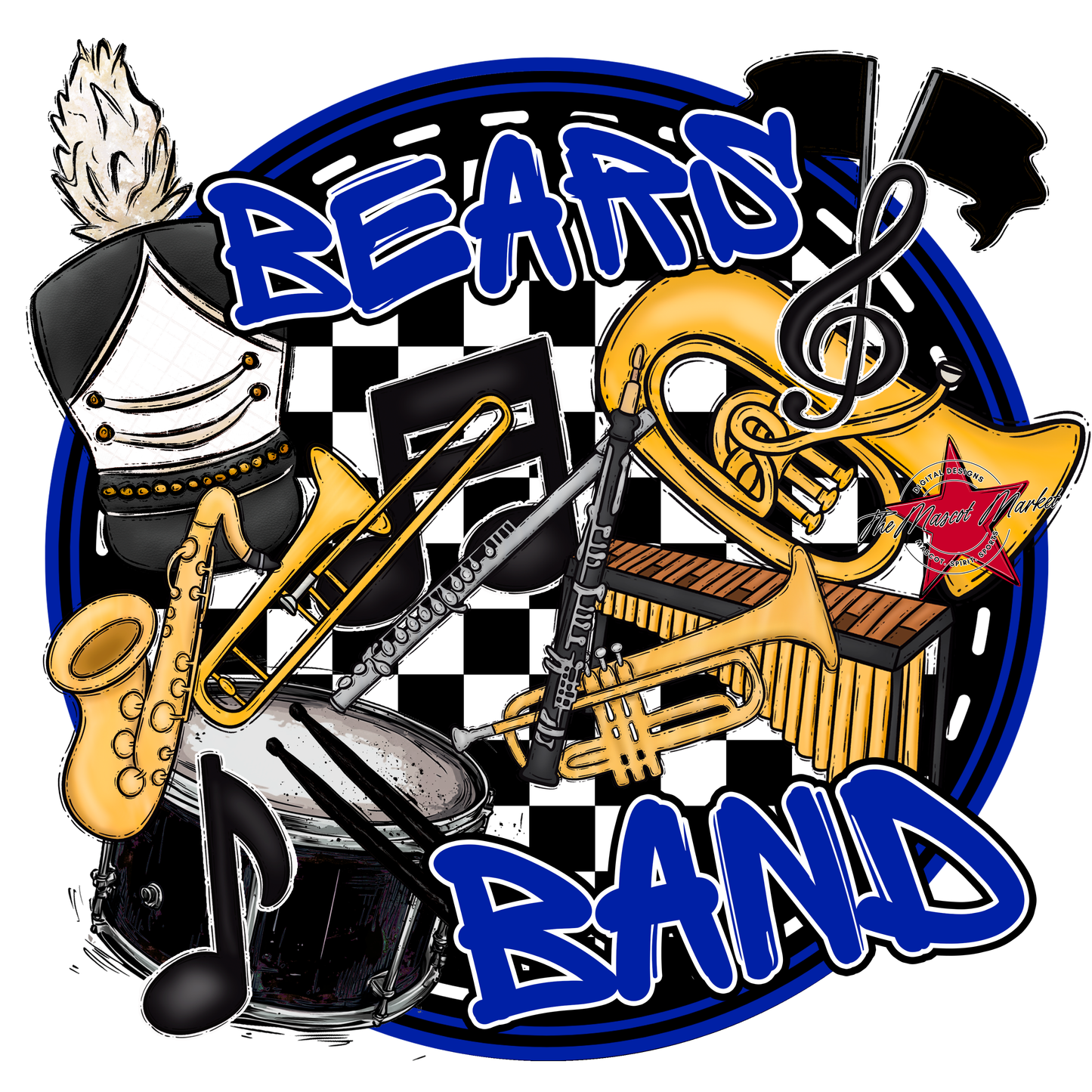 Bears Circle Band Design-Blue