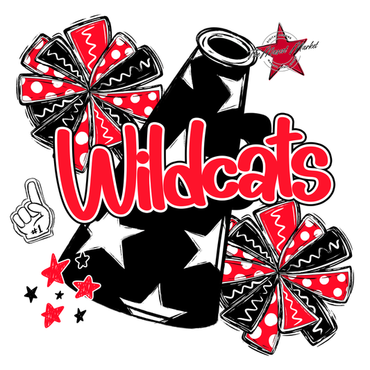Wildcats Alpha Megaphone Design-Bright Red