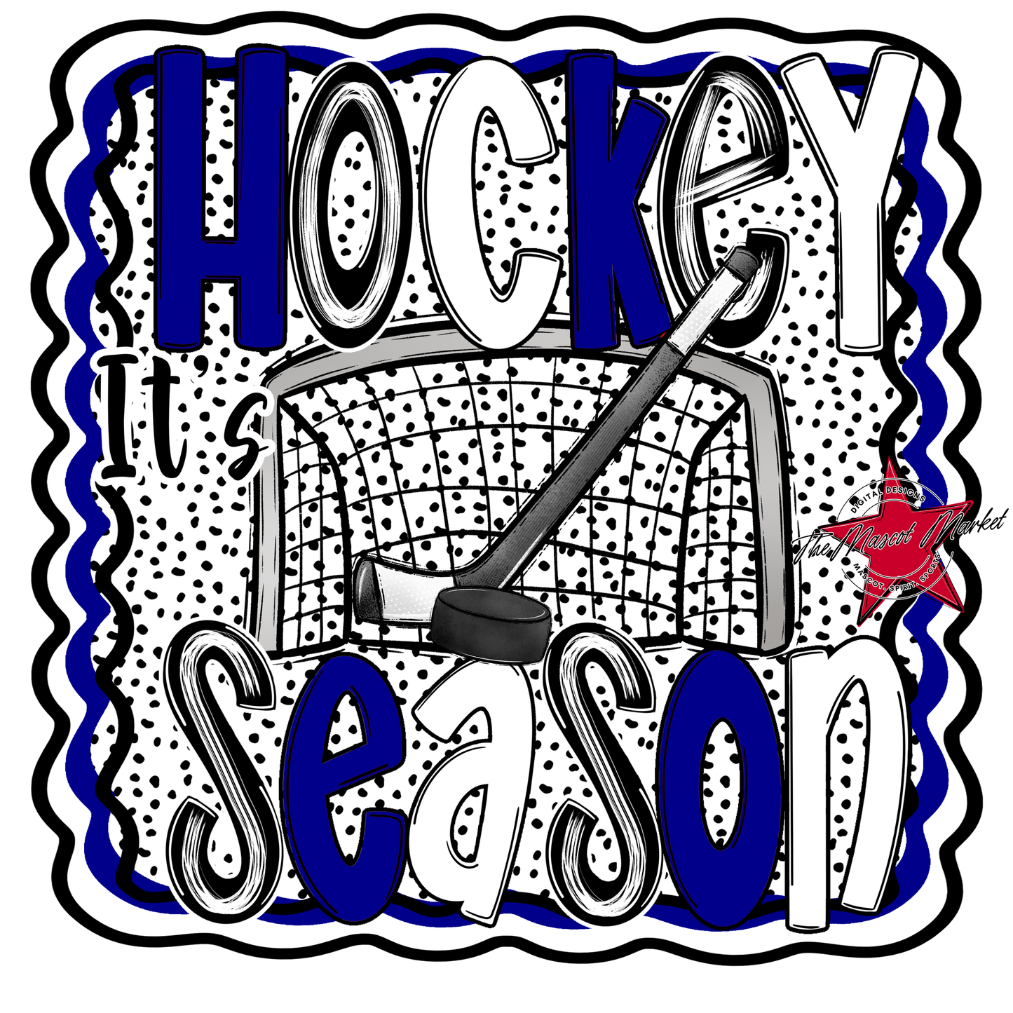 It's Hockey Season Dot Design-Blue