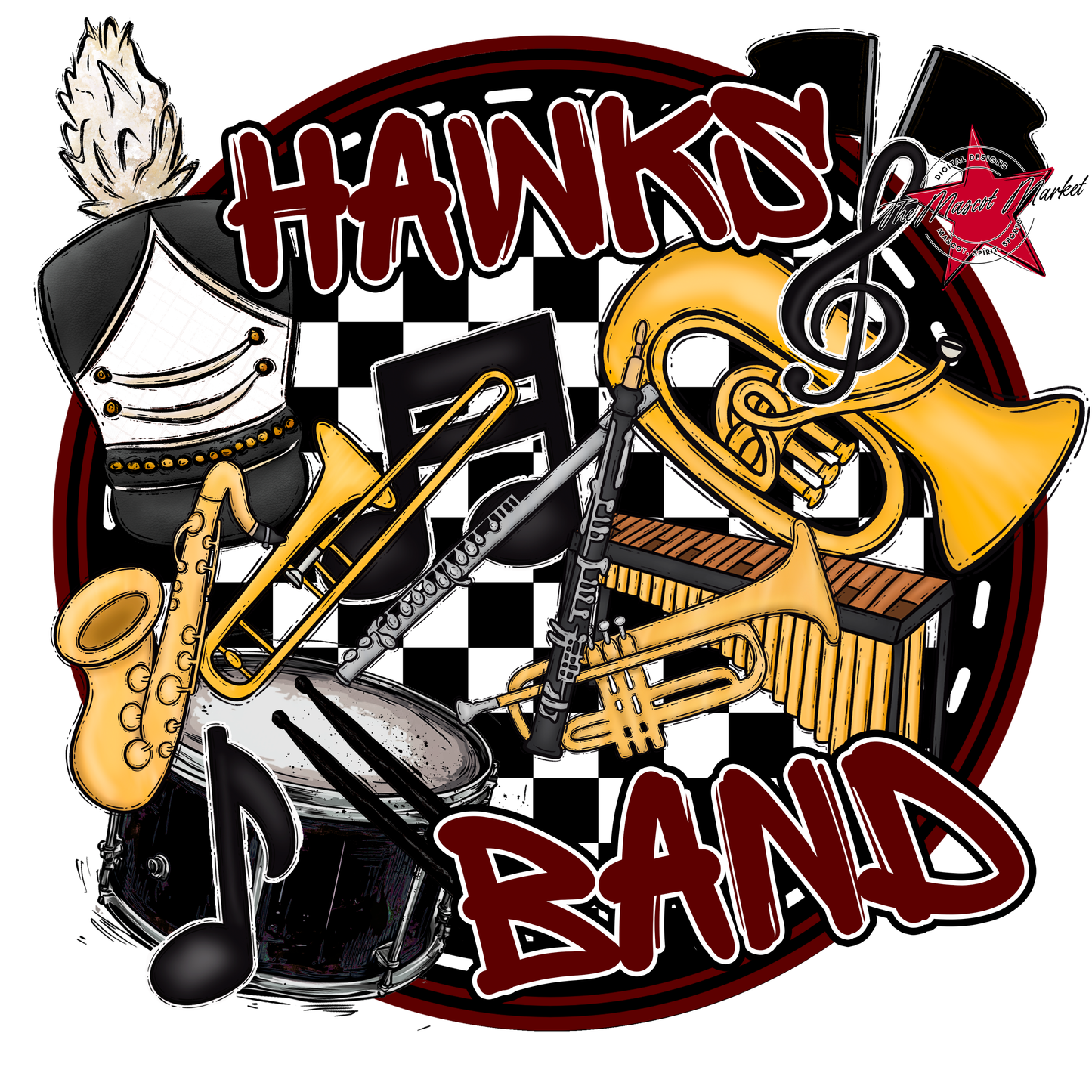 Hawks Circle Band Design-Maroon