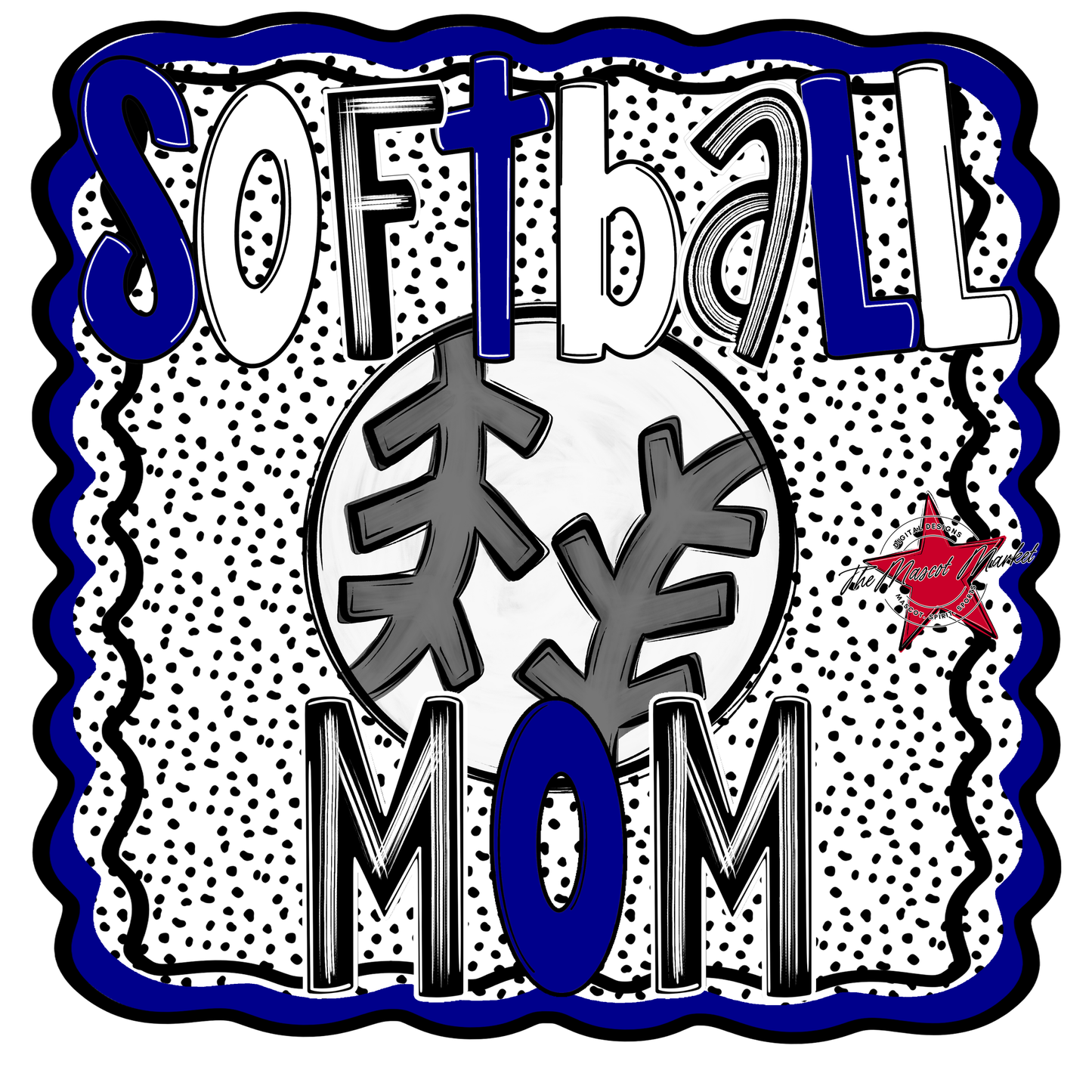 Softball Mom Dot Design-Blue