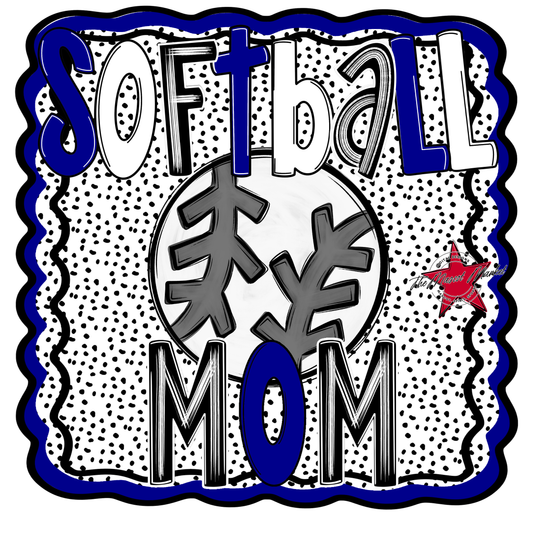 Softball Mom Dot Design-Blue