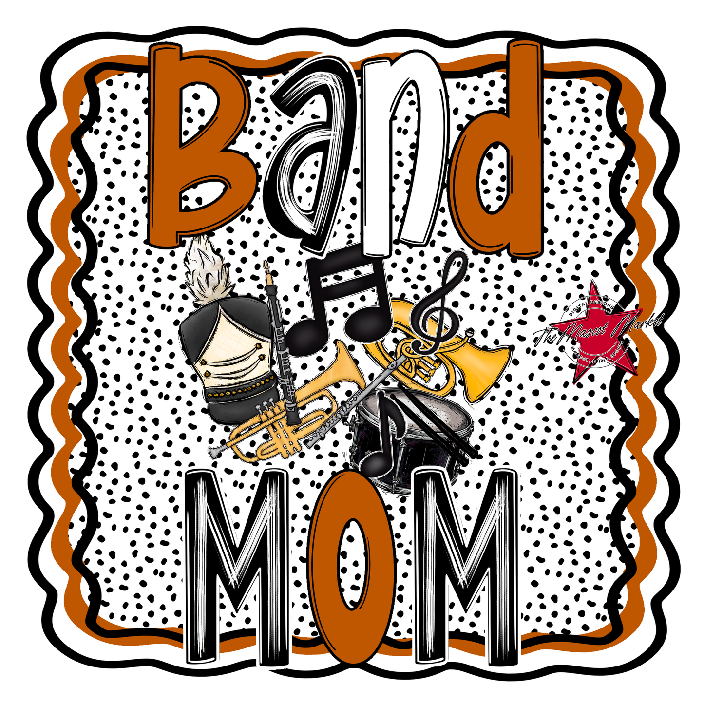 Band Mom Dot Design-Burnt Orange