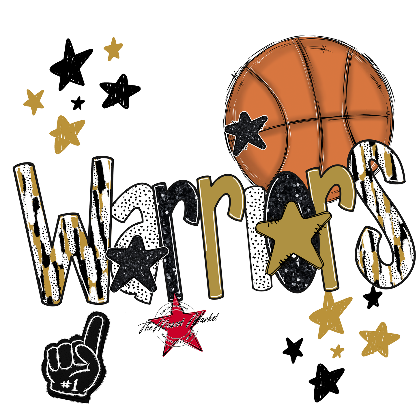 Warriors Basketball Scrape-Gold