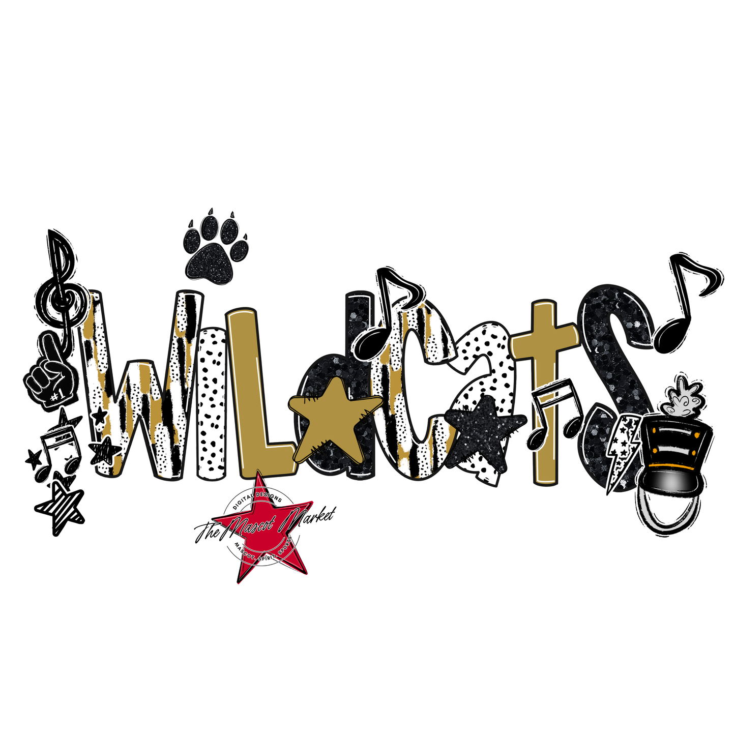 Wildcats Band Scrape-Gold