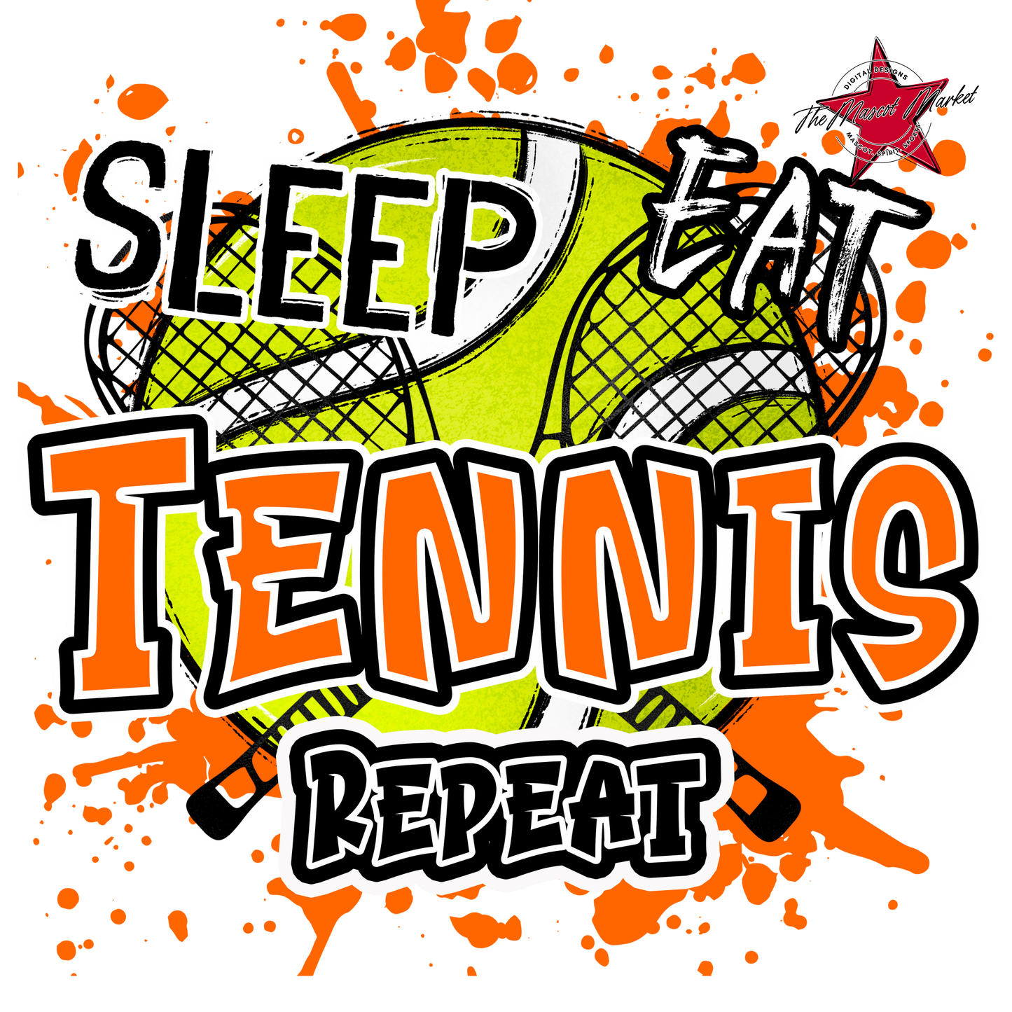 Eat Sleep Tennis Repeat-Orange