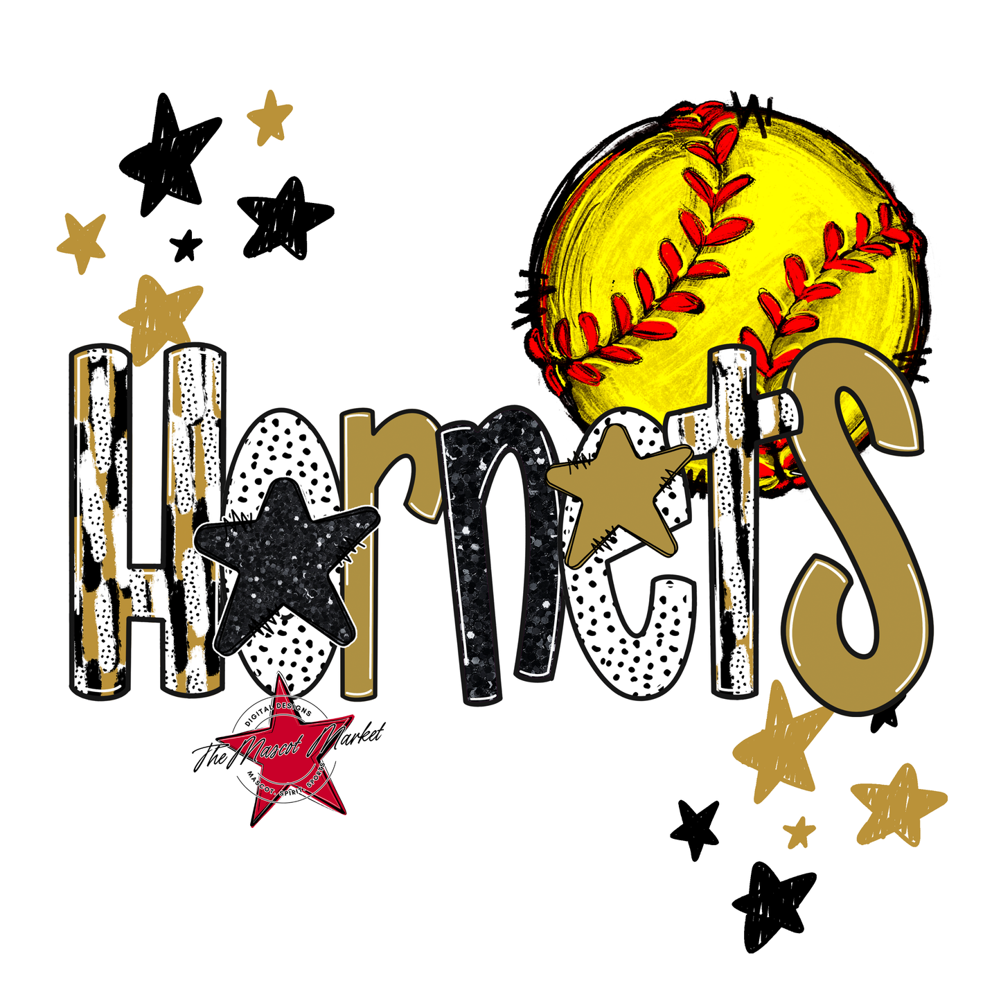 Hornets Softball Scrape-Gold