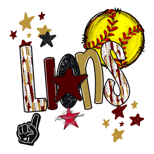 Lions Softball Scrape-Maroon-Gold