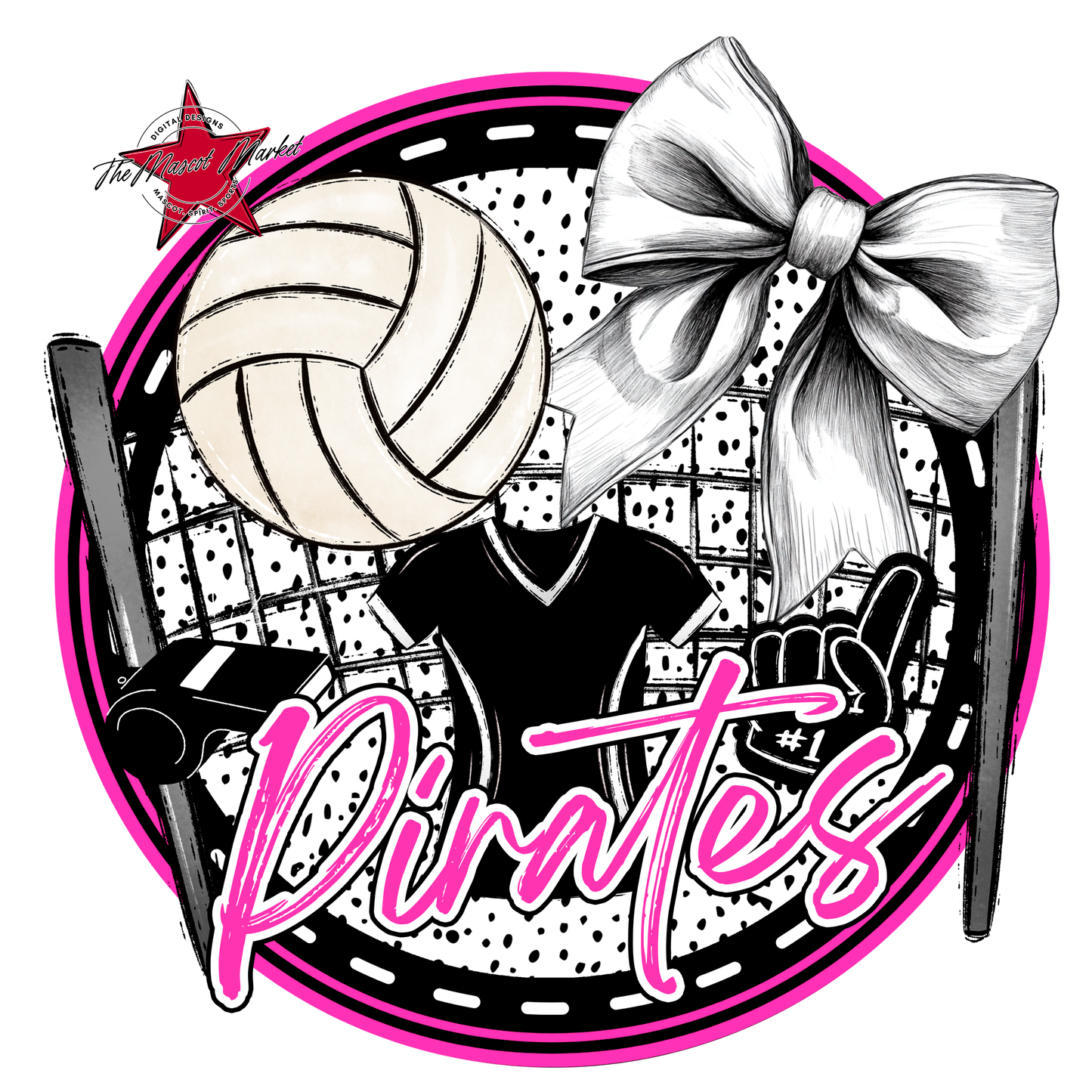 Pirates Circle Volleyball Design-Pink