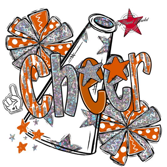 Cheer Megaphone Scrape Holigraphic-Burnt Orange