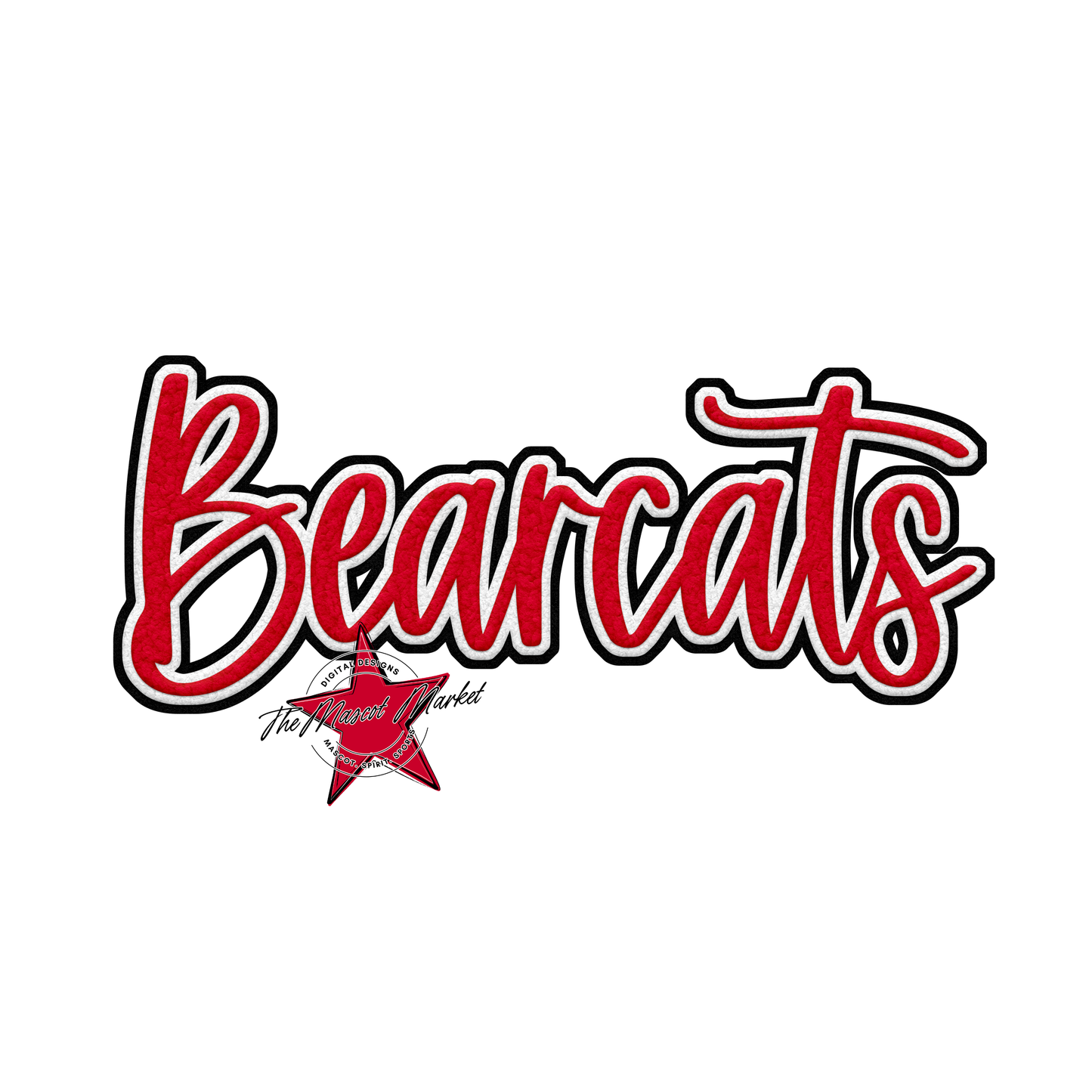 Bearcats Faux Chenille Patch Design-Red
