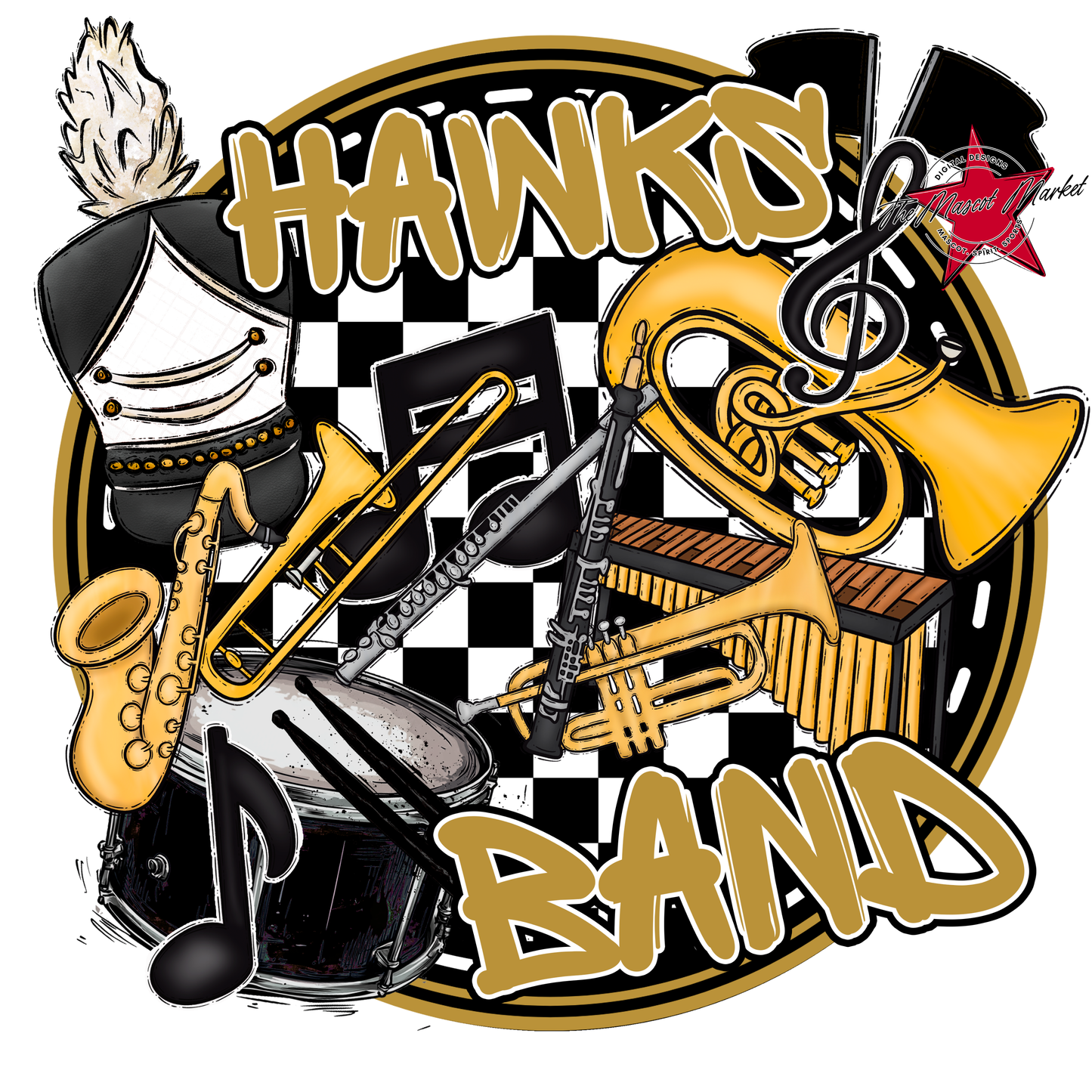 Hawks Circle Band Design-Gold